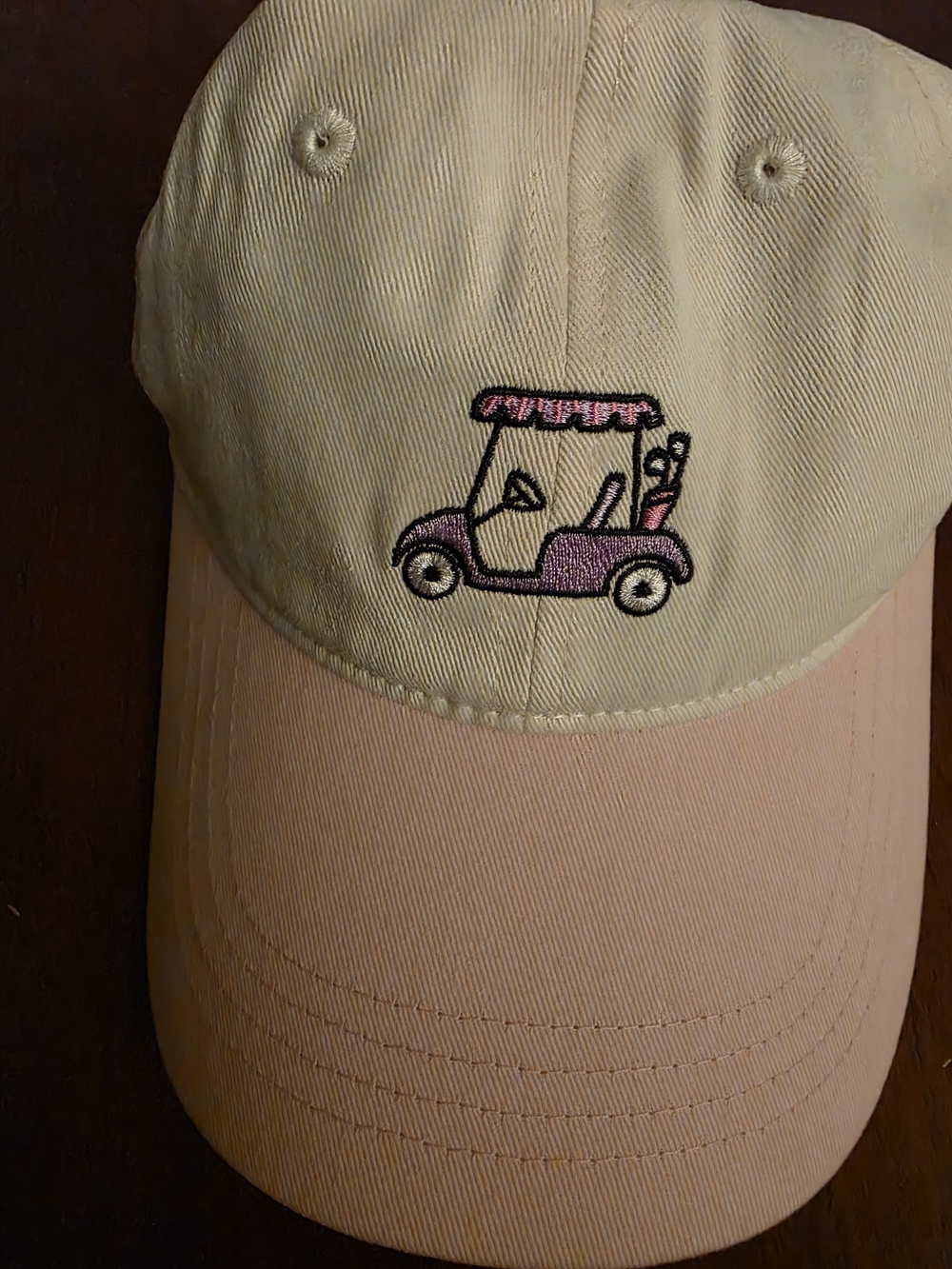 Unbranded Two-Tone Pink & Cream Golf Cart Embroidered Baseball Cap